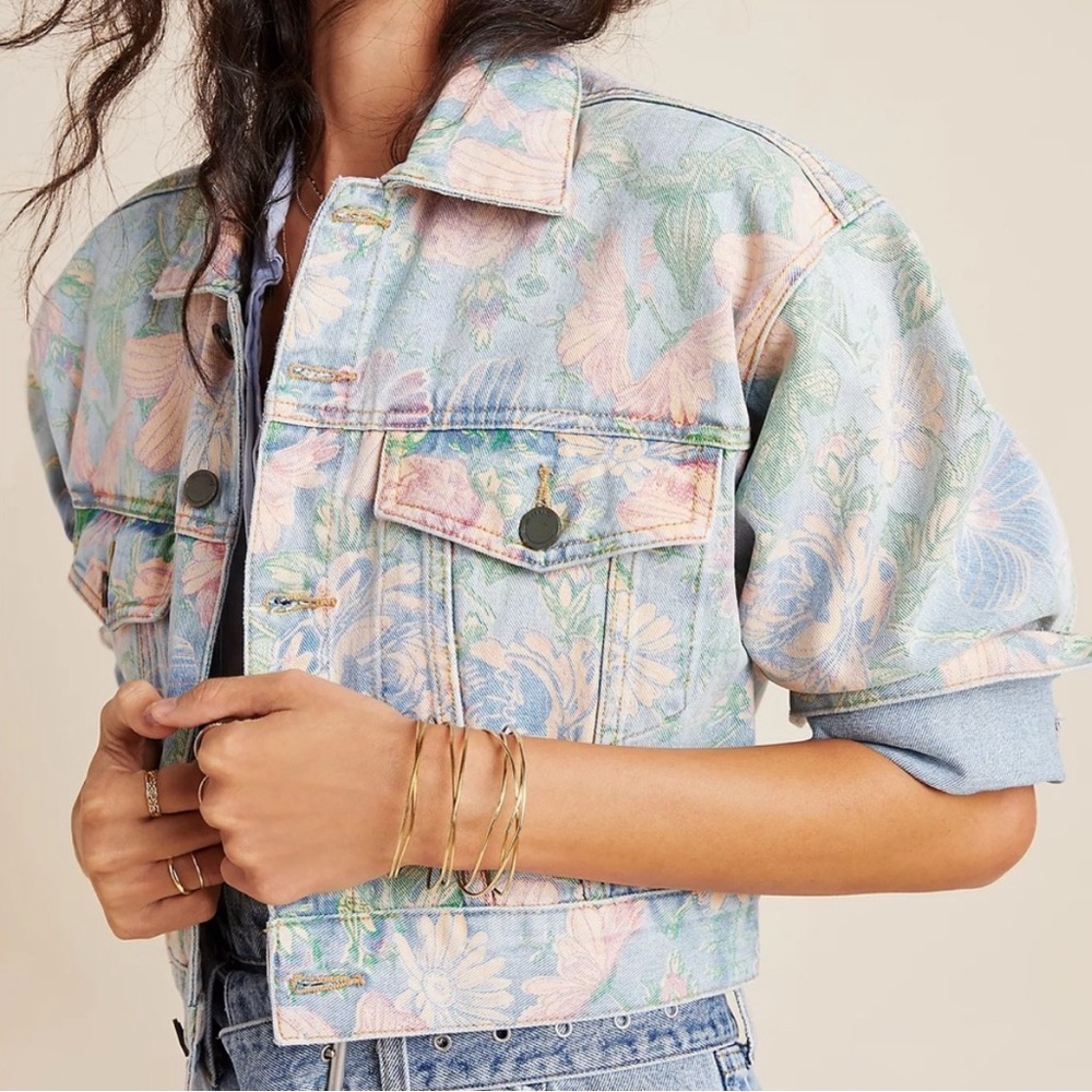 Blank NYC Pastel Floral Jean Jacket